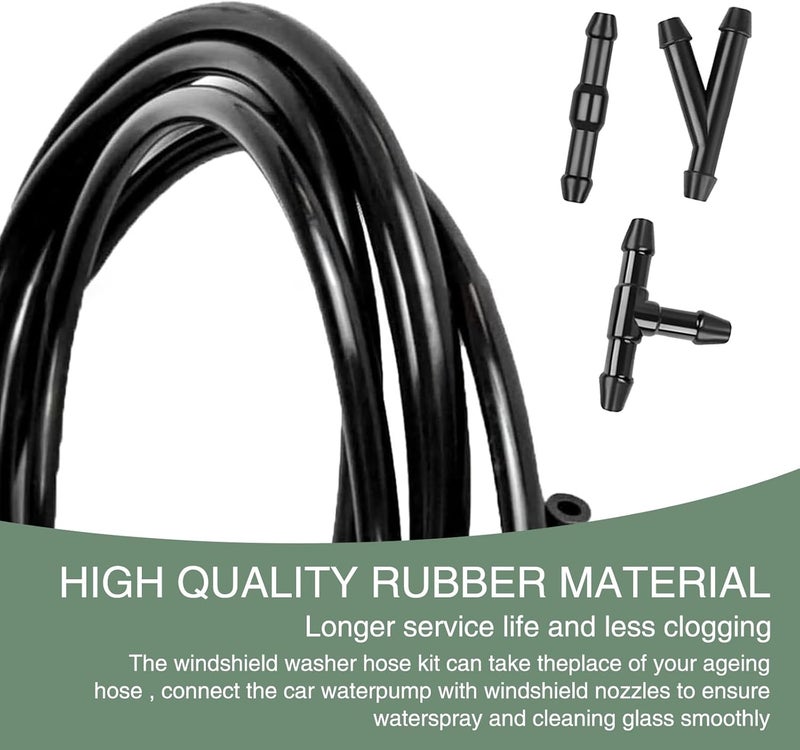 DYEKNEE 30 PCS Car Windshield Washer Hose Kit, 13.1Ft Flexible Hose + 30 Y-type I-type T-type Hose Connector, Quick Clean Nozzle Connector, Universal for Cars Windshield Cleaning Accessories (Black) - Image 3